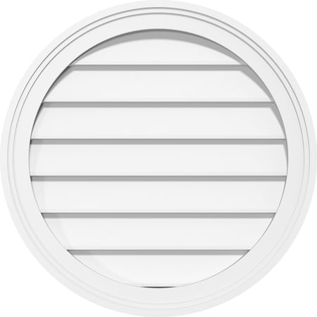 Ekena Millwork Round Surface Mount PVC Gable Vent: Non-Functional, w/ 2"W x 1-1/2"P Brickmould Frame, 24"W x 24"H GVPRO24X2402SN